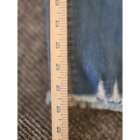 Kancan Womens XL Jeans Blue Denim Medium Wash Fringe Hem Stretch Button Fly - Picture 10 of 13